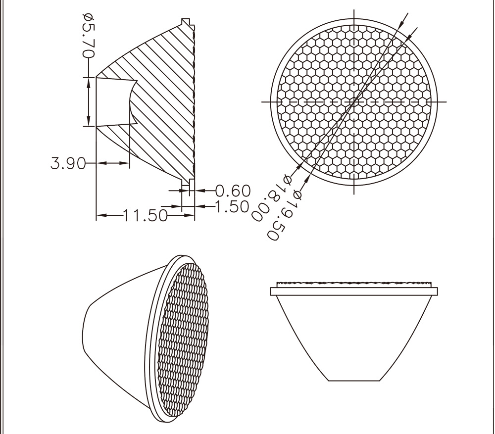 TIR lens for H4 with SST40 XHP50.2, 8 kinds in one pack