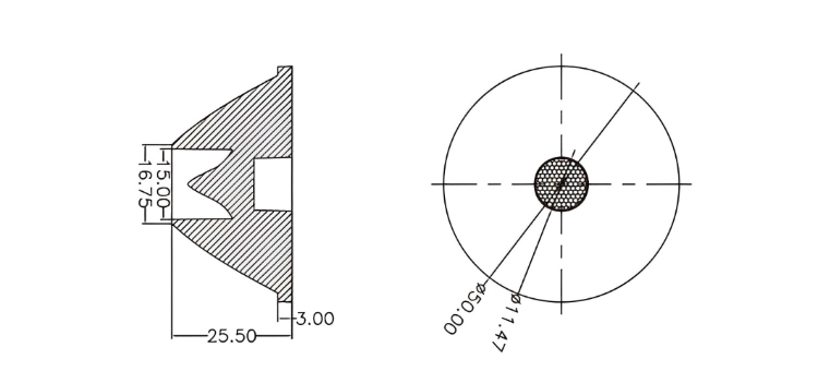 50mm 3degree TIR lens