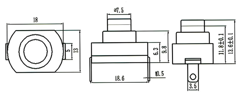 10A forward switch + 20mm PCB + gold-plated copper spring