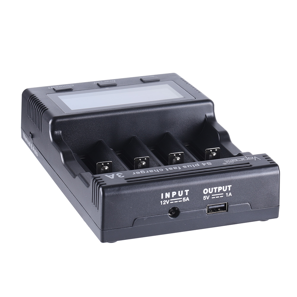 Vapcell S4 Plus V3.0 — 4‑Bay 3A Intelligent Fast Charger (Up to 12A Total)