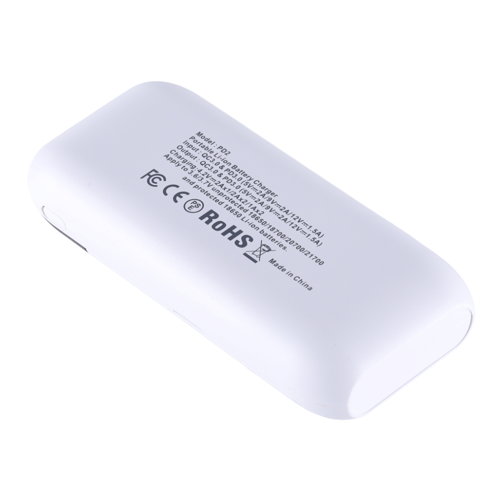Yonii PD2 charger for 18650 21700 lithium battery, white color