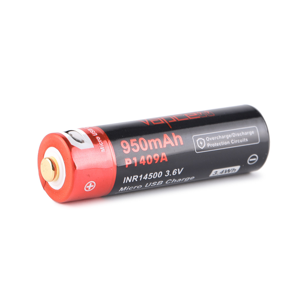 Vapcell P1409A 14500 lithium battery with micro USB charging port