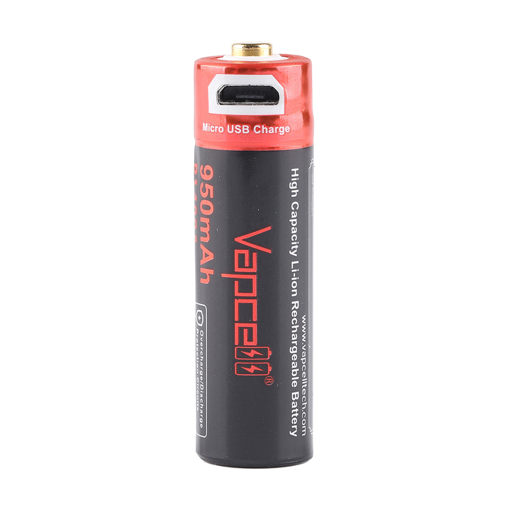 Vapcell P1409A 14500 lithium battery with micro USB charging port