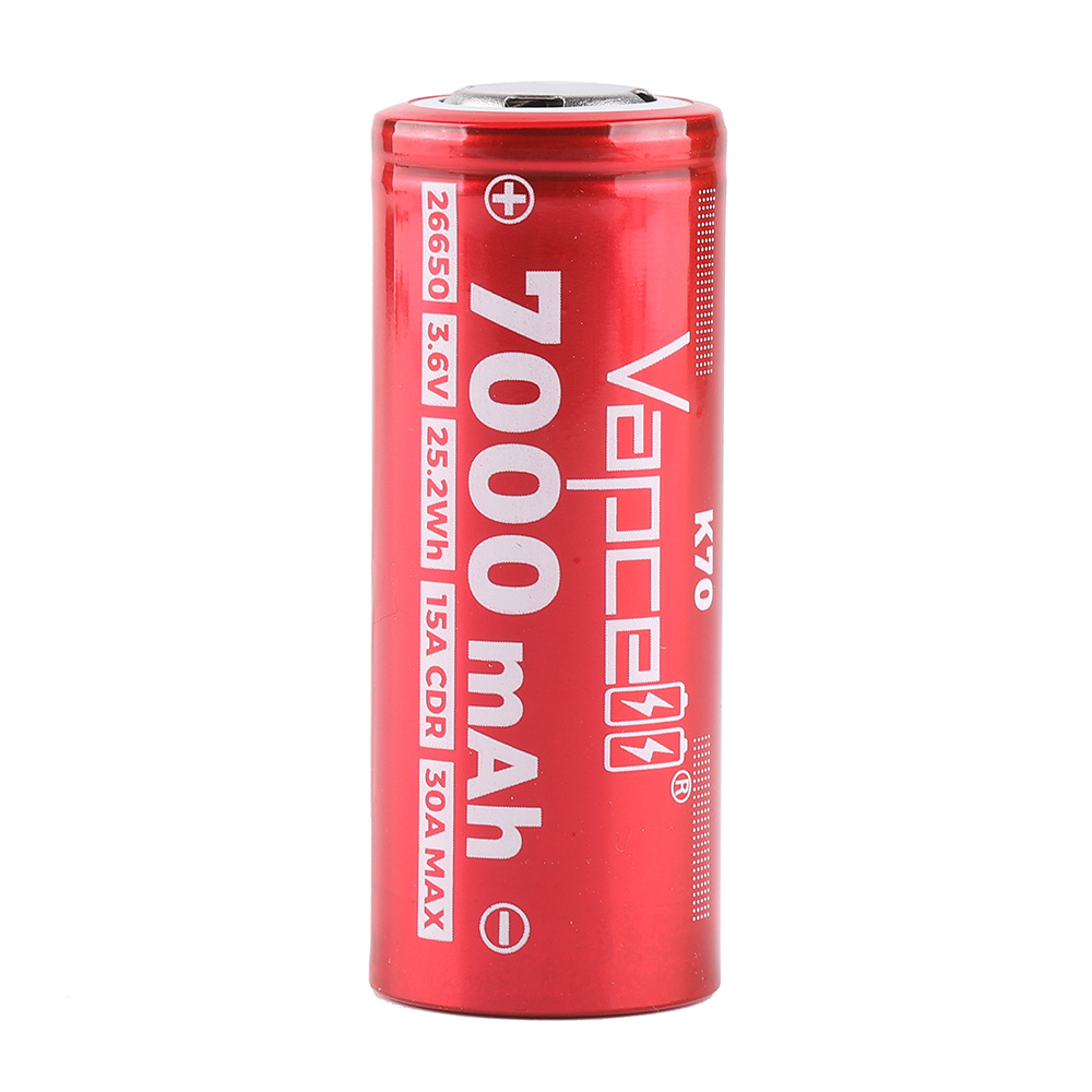 Vapcell K70 7000mAh 26650 lithium battery , top-head