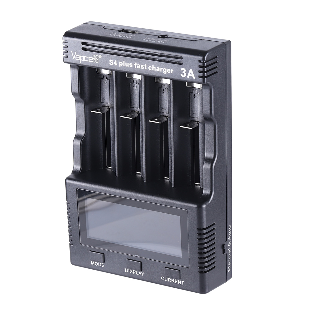 Vapcell S4 Plus V3.0 — 4‑Bay 3A Intelligent Fast Charger (Up to 12A Total)